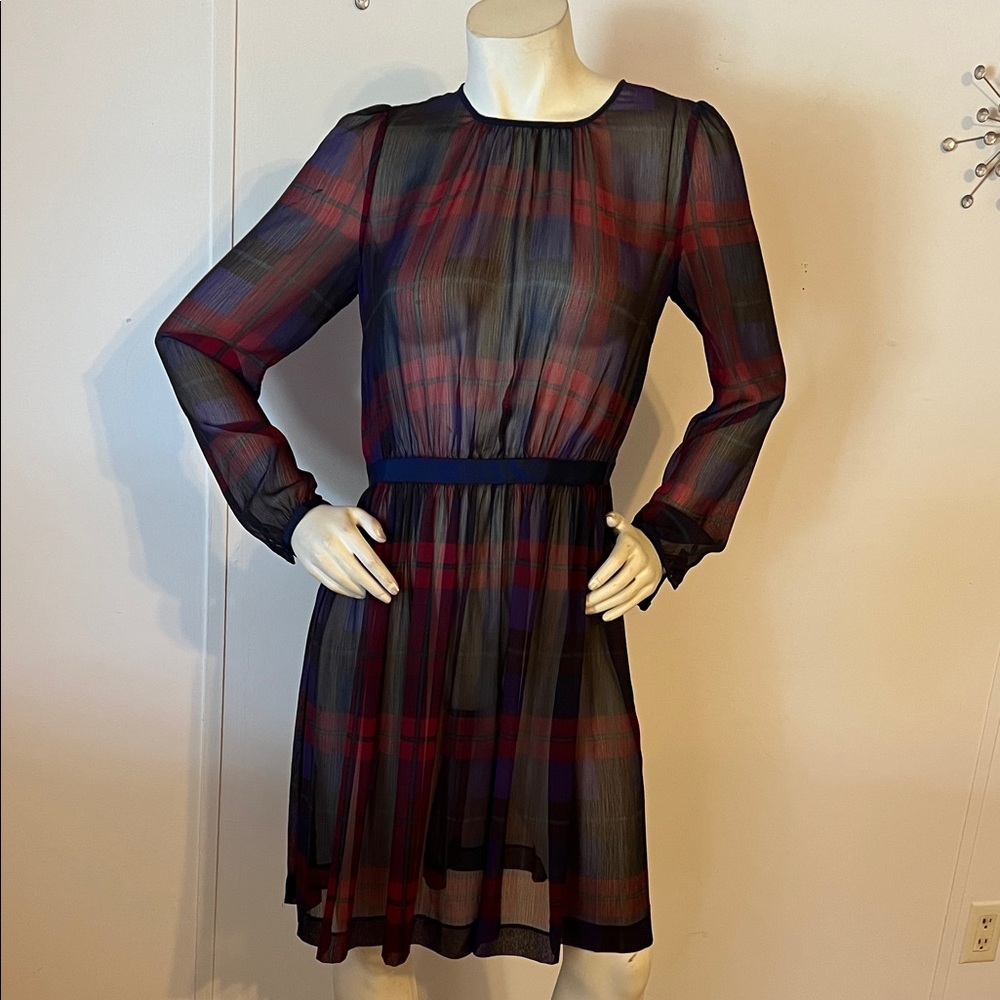 Brooks Brothers Red and Blue Plaid Long Sleeve Dress